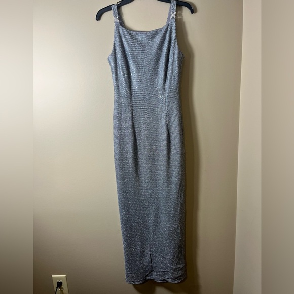 Vintage Molly Malloy Elegant Sparkly Silver Evening Gown Made in USA 8 Stunning - Picture 12 of 12
